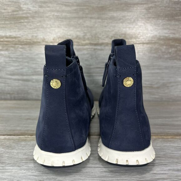 Cole Haan Women's ZeroGrand Blue Leather Waterproof Ankle Booties Size 6 B - Picture 4 of 8